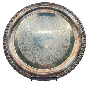 Wm Rogers Tupperware Rose Original Rogers Silver Plated Round Serving‎ Tray